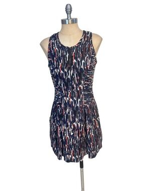 Milly Womens Abstract Print Sleeveless Dress W/ Pockets Size 6 Linen & Silk